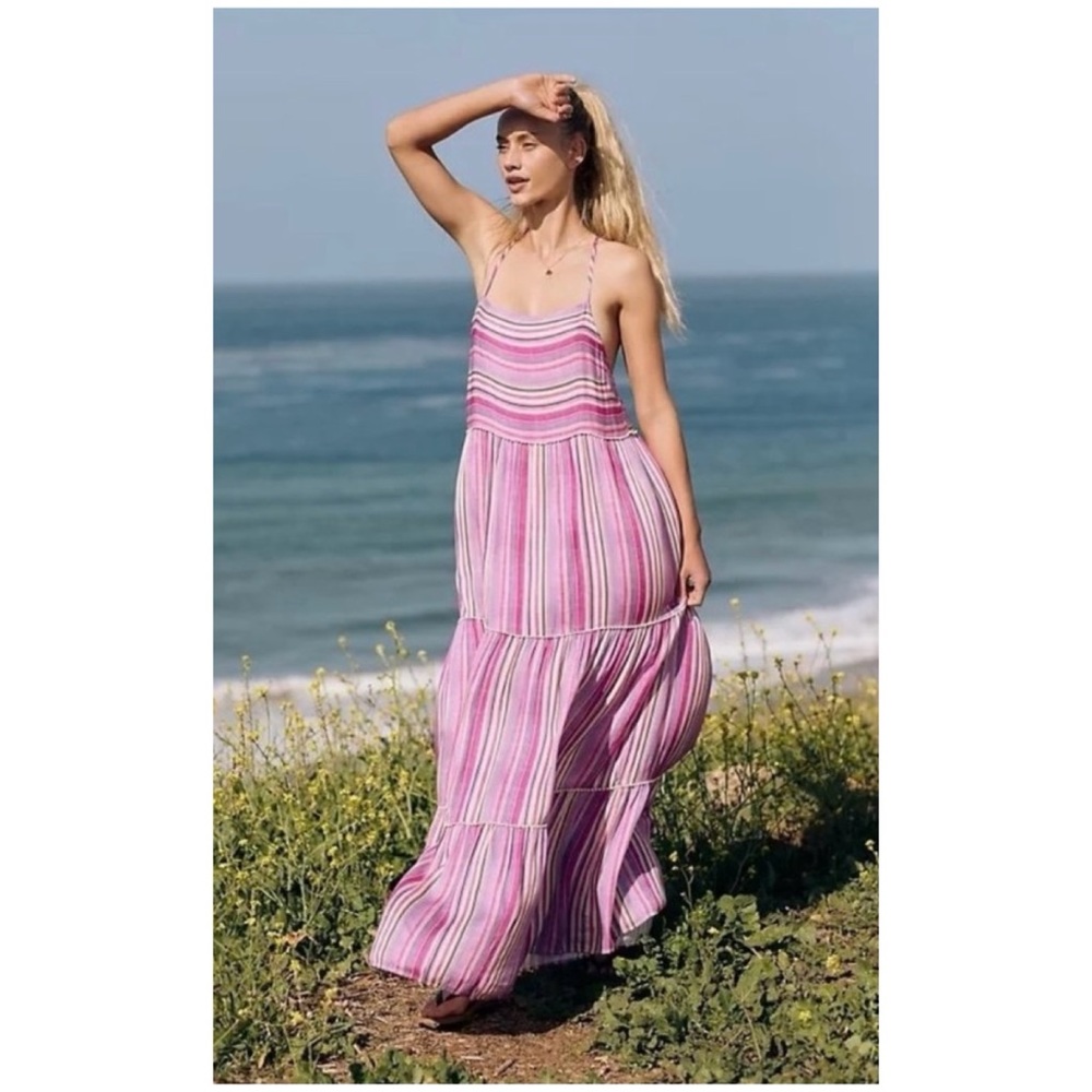 NWOT Anthropologie Striped Cover Up Maxi Dress  Size Small
